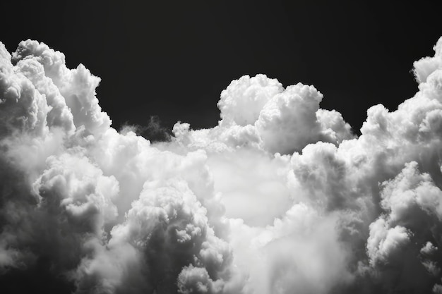 Sobreposições realistas de nuvens isoladas em fundo preto