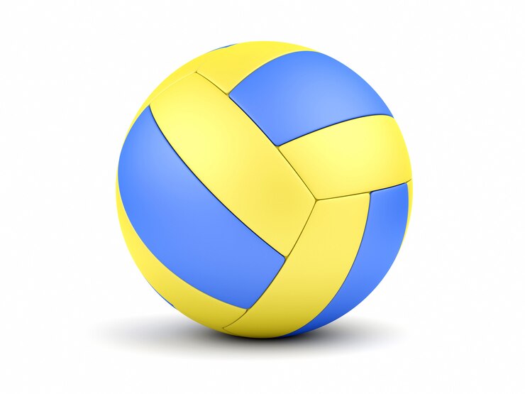Soccerball azul e amarelo no close up branco