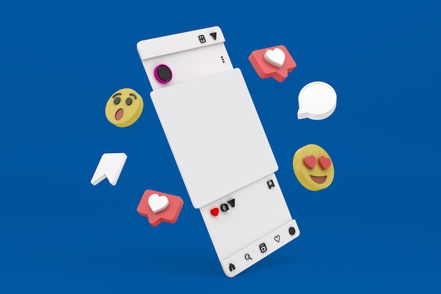 Social Media-Bildschirm isolierte linke Seite im blauen Hintergrund
