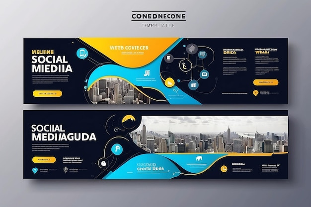 Social Media Cover Vorlage vollständig bearbeitbar oder Werbung Design Online-Marketing-Agentur soziale Medien Web Banner