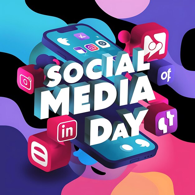 Social Media Day Hintergrunddesign mit Text