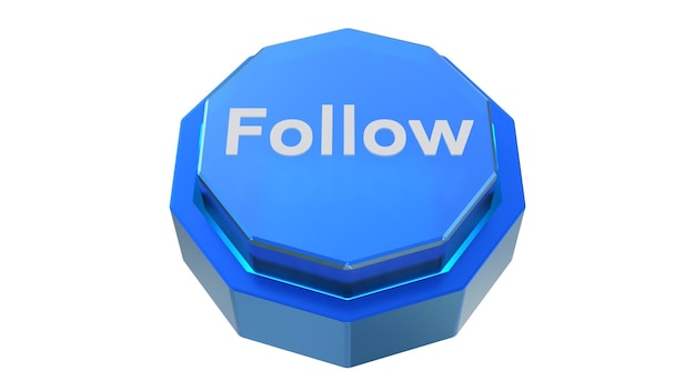 Social-Media-Follow-Schaltflächen 3D-Render-Follow