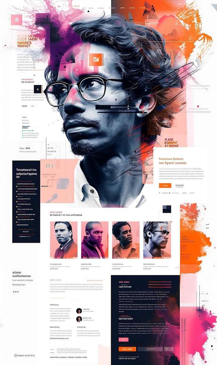 Foto social media management website mit technisch versierter kandidatin im einfache ideen für web-layout-design