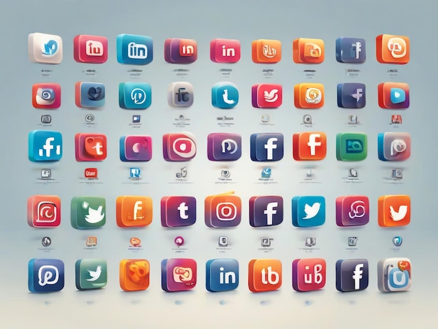 Foto social-media-symbolen 3d-logo für facebook, instagram, youtube, whatsapp und twitter