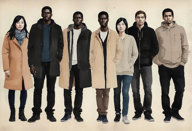 Foto sociedade diversa em tons neutros um retrato multicultural de unidade