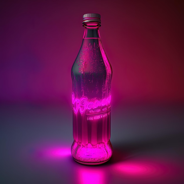 Soda Magenta vibrante que brilla en una botella