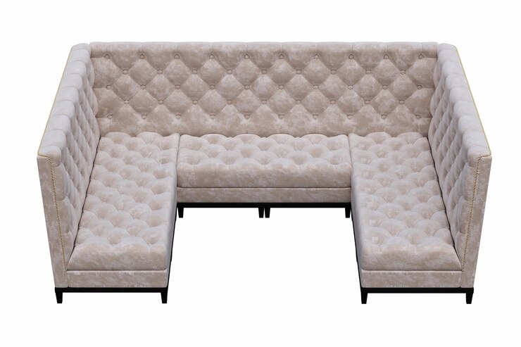 Foto sofá aislado sobre fondo blanco, muebles de interior, ilustración 3d, cg render