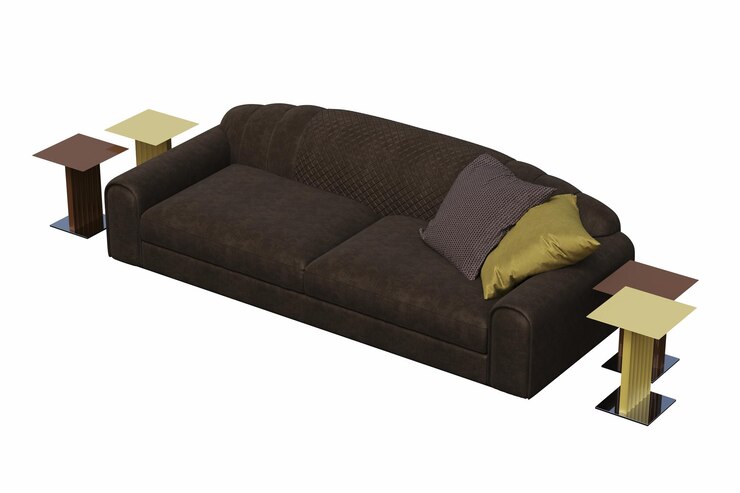 Foto sofá aislado sobre fondo blanco, muebles de interior, ilustración 3d, cg render