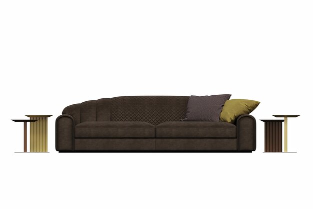 sofá aislado sobre fondo blanco, muebles de interior, ilustración 3D, cg render