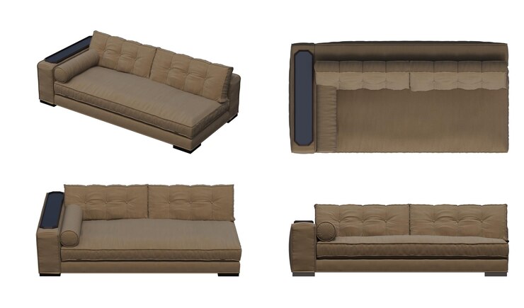 Foto sofá aislado sobre fondo blanco, muebles de interior, ilustración 3d, cg render