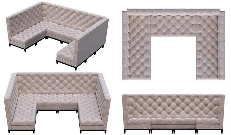 Foto sofá aislado sobre fondo blanco, muebles de interior, ilustración 3d, cg render
