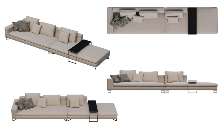 Foto sofá aislado sobre fondo blanco, muebles de interior, ilustración 3d, cg render