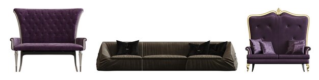 sofá aislado sobre fondo blanco muebles interiores ilustración 3D cg render