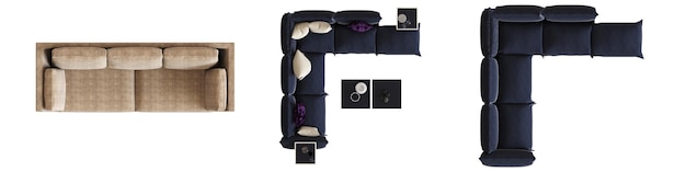 sofá aislado sobre fondo blanco muebles interiores ilustración 3D cg render