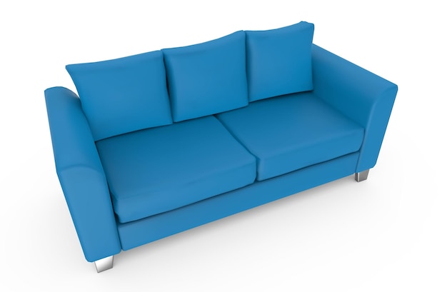 Foto sofá azul aislado ilustración 3d