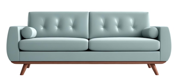 Foto sofa azul retrô isolado em fundo branco a generativo