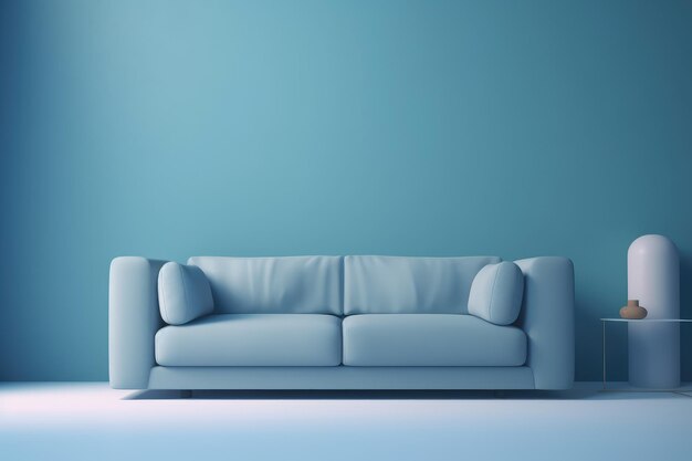 Sofa azul suave em fundo azul