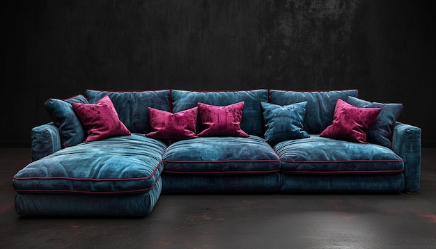 Sofa bege e parede rosa-marrom leve salão mínimo