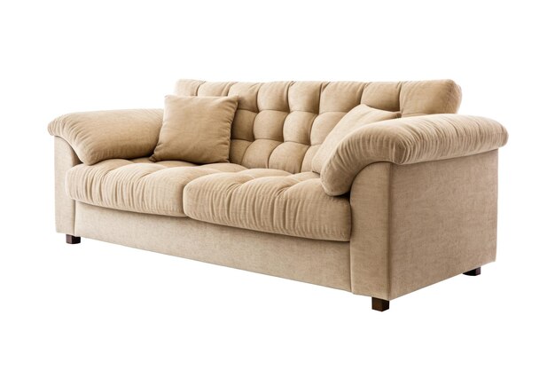 Foto sofa beige suave de estilo moderno isolado em fundo branco