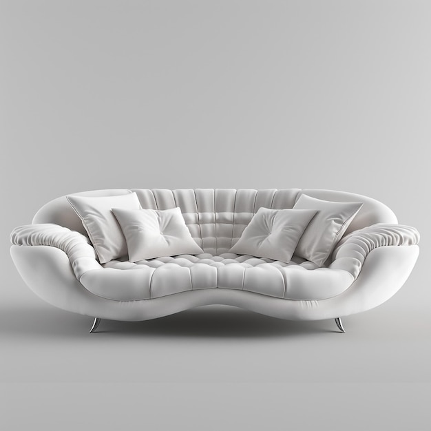 un sofá blanco con una almohada blanca en él y una almohadilla blanca en el lado