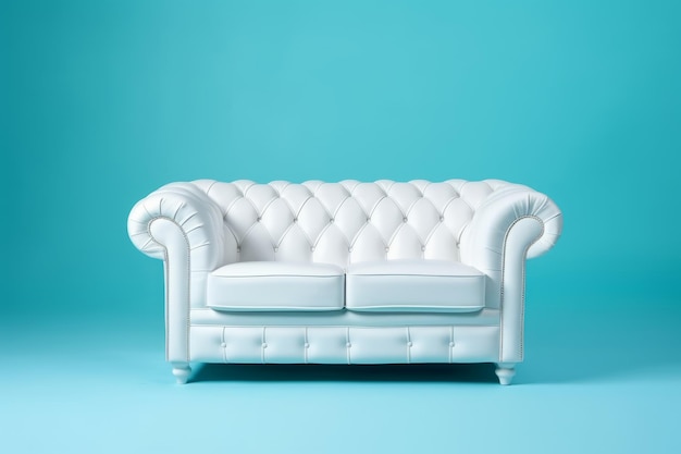 Sofá blanco de dos asientos aislado sobre fondo liso