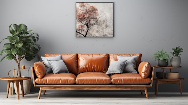 sofá castanho atraente envolvente fundo de papel de parede HD Foto