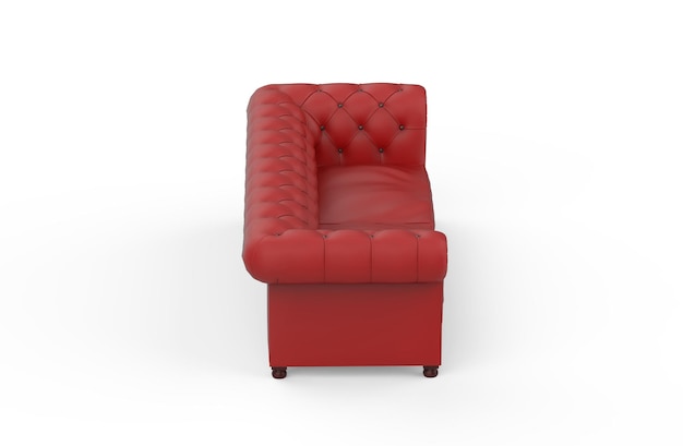 Sofá chesterfield rojo aislado lujo ilustración 3d