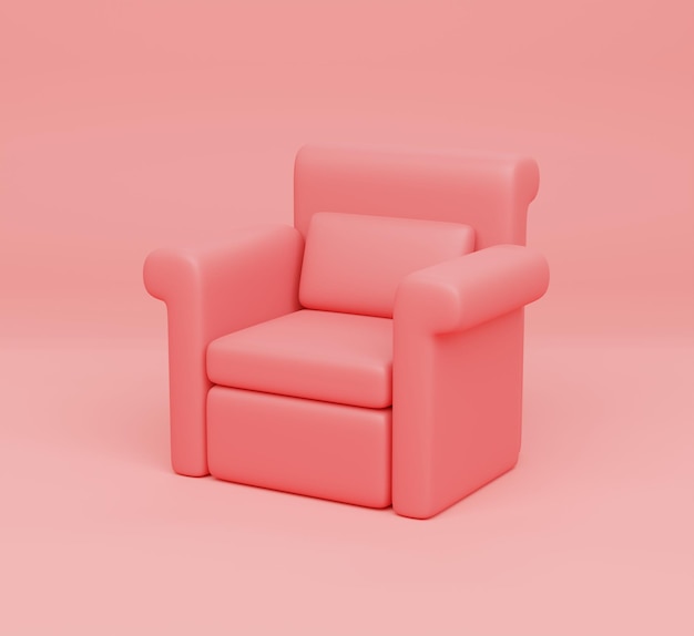 Sofá cor-de-rosa da ilustração 3D no fundo cor-de-rosa