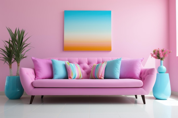 sofá cor pastel em ideias de inspiração para decoração de sala de estar moderna