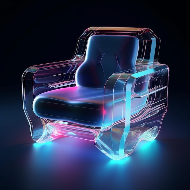 Foto sofá de cor neon vibrante e cadeira de sofá de relaxamento fundo de linha de neon