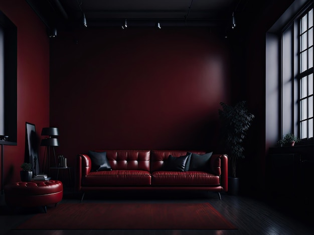 Sofá de couro elegante no apartamento