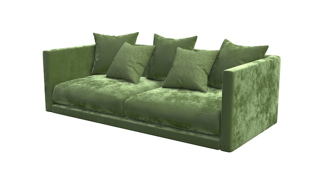 Sofá de lã de ilustração 3D com várias cores