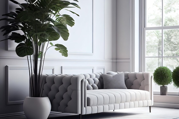 Sofá de sala de estar moderno brilhante e aconchegante