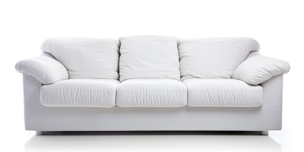 Foto sofa de tecido branco com três assentos isolados em fundo branco