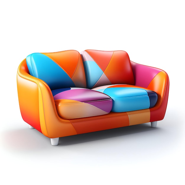 Foto sofa em um fundo branco renderizador de imagem 3d