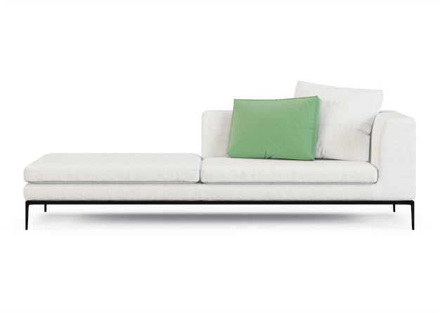 Sofa getrennt auf weißem Hintergrund. 3D-Rendering.