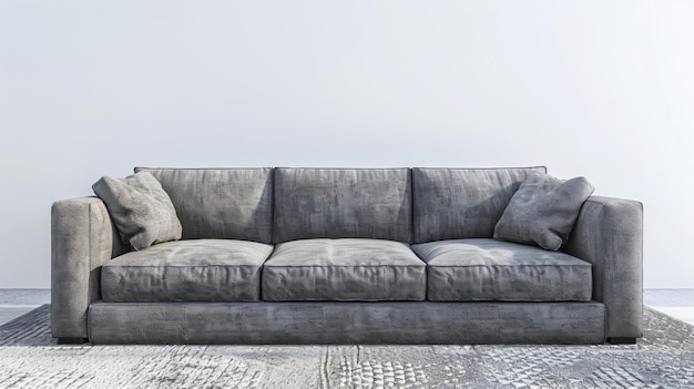 Sofa gris aislada sobre un fondo blanco