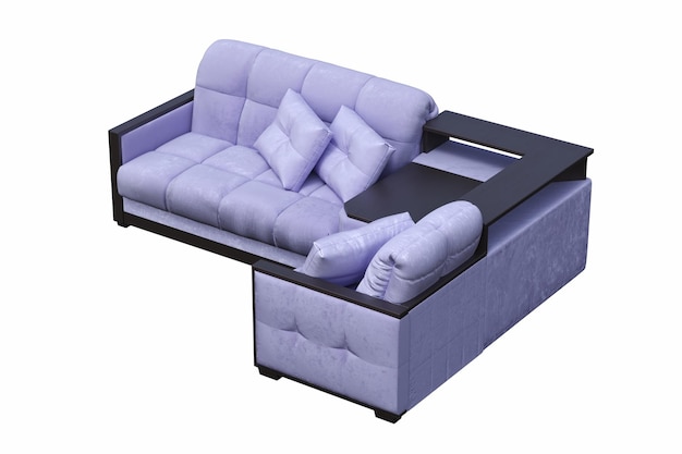 Foto sofá isolado no fundo branco, móveis de interior, ilustração 3d, cg render