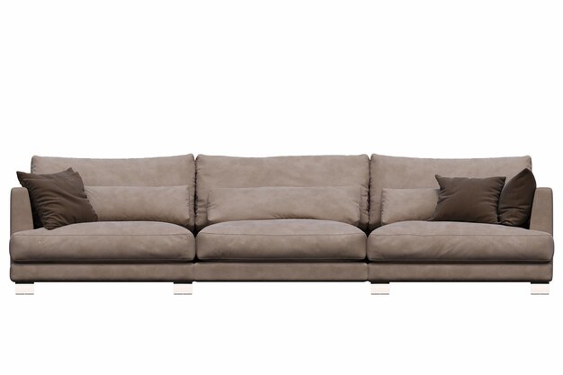 Sofa isoliert auf weißem Hintergrund, Innenmöbel, 3D-Illustration, cg-Rendering