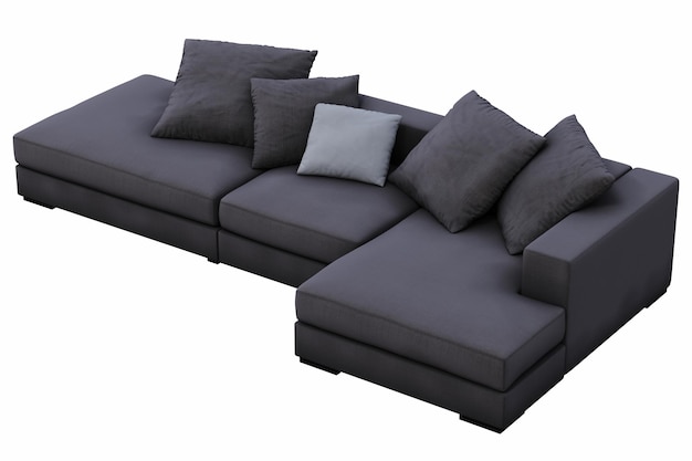 Sofa isoliert auf weißem Hintergrund, Innenmöbel, 3D-Illustration, cg-Rendering