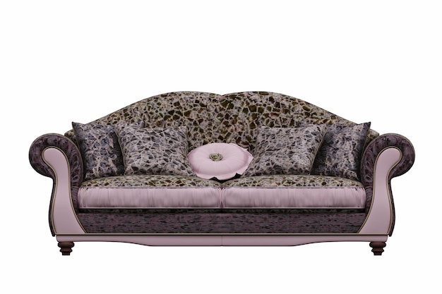 Sofa isoliert auf weißem Hintergrund, Innenmöbel, 3D-Illustration, cg-Rendering