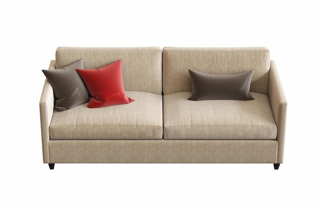 Sofa isoliert auf weißem Hintergrund Innenmöbel 3D-Illustration CG-Rendering