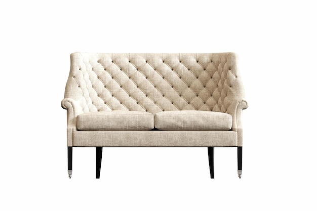 sofá macio confortável isolado em móveis interiores de fundo branco ilustração 3D cg render