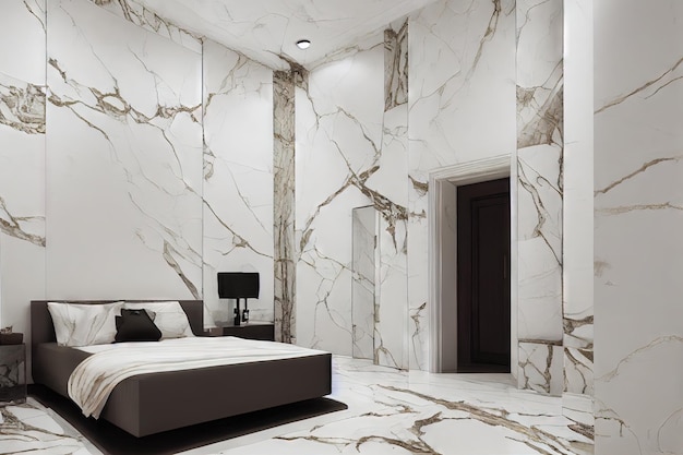 Sofá moderno en interior vacío abstracto con superficie de mármol