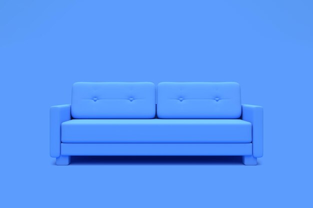 Foto sofá moderno isolado em uma sala de estar azul pastel fundo interior vazio 3d render