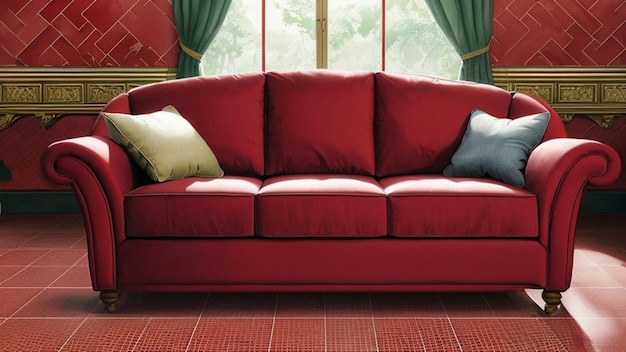 Sofá moderno vermelho
