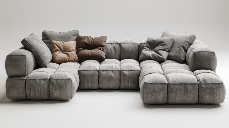 Foto sofa modular con cojines en una sala de estar contemporánea