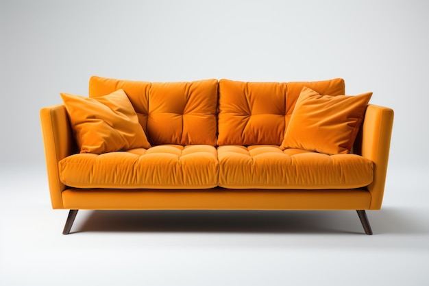 Sofa o sofá naranja aislado sobre un fondo transparente