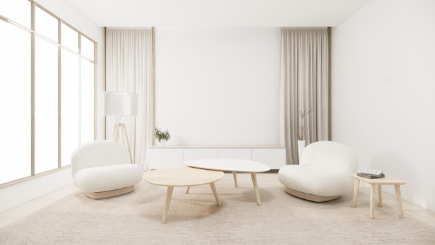 Sofá poltrona design minimalista estilo muji renderização em 3D