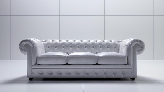 Foto sofa pristine chesterfield möbel modern innenraum weich elegant leer modisch bequem sofa mit kissen wohnung wohnzimmer mit weißem wandhintergrund